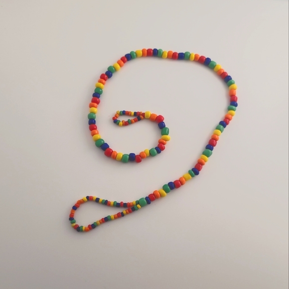 Colorful Beaded Rainbow Bracelet Ring Combo - Picture 1 of 3